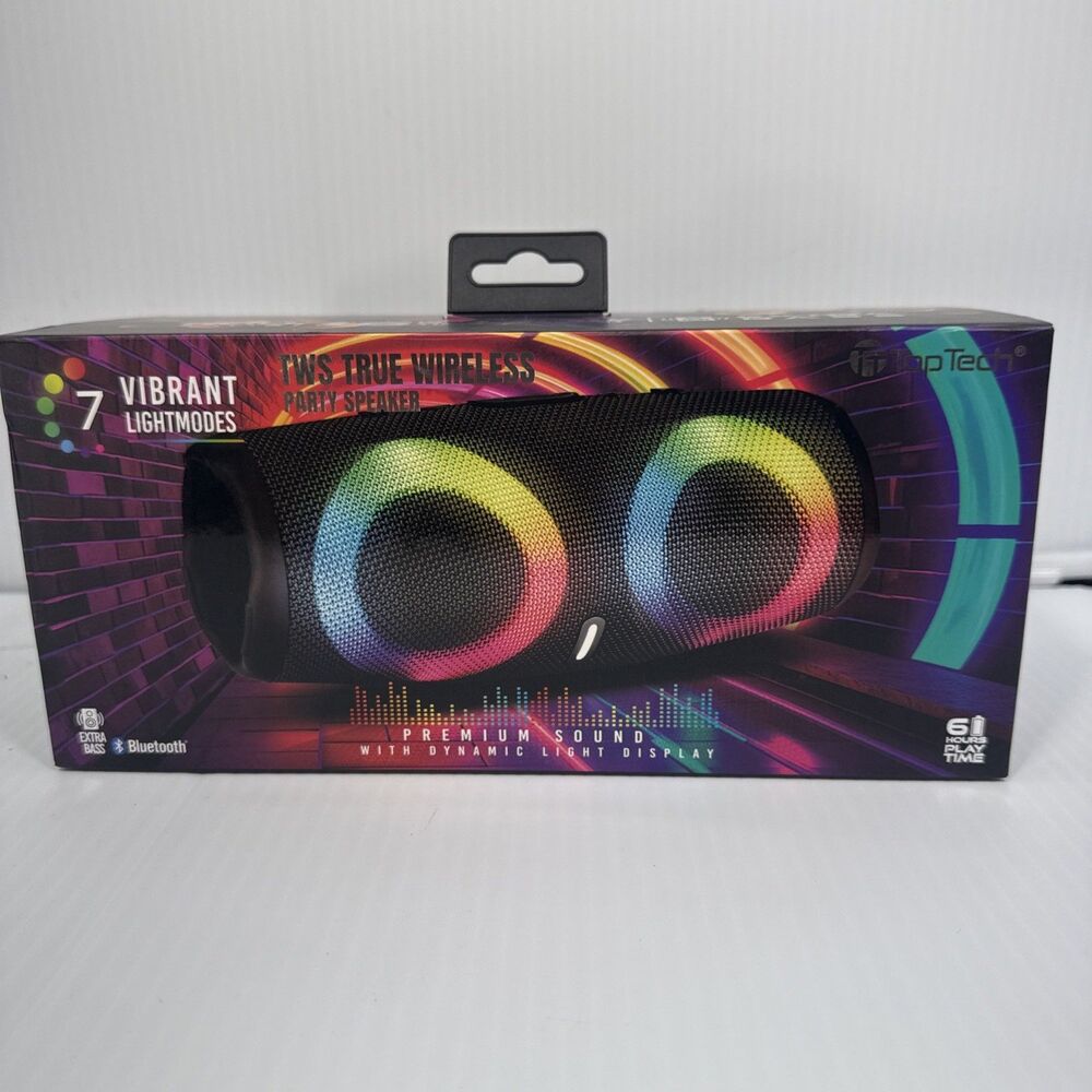 Top Tech TWS True Wireless Portable Party Speaker - Black Bluetooth New